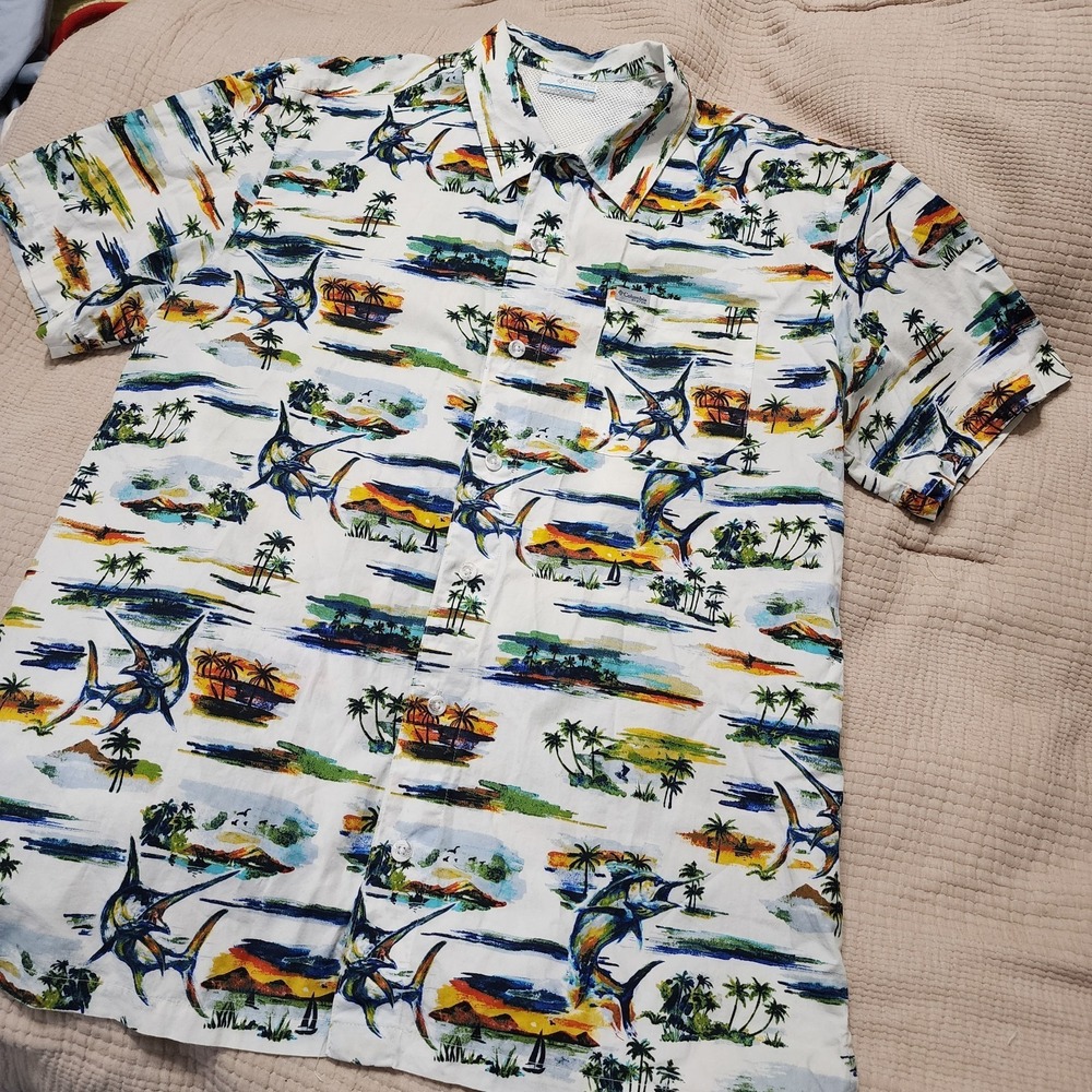 Columbia Men's PFG Trollers Best Shirt Size Med Short‎ Sleeve Fishing Breathable